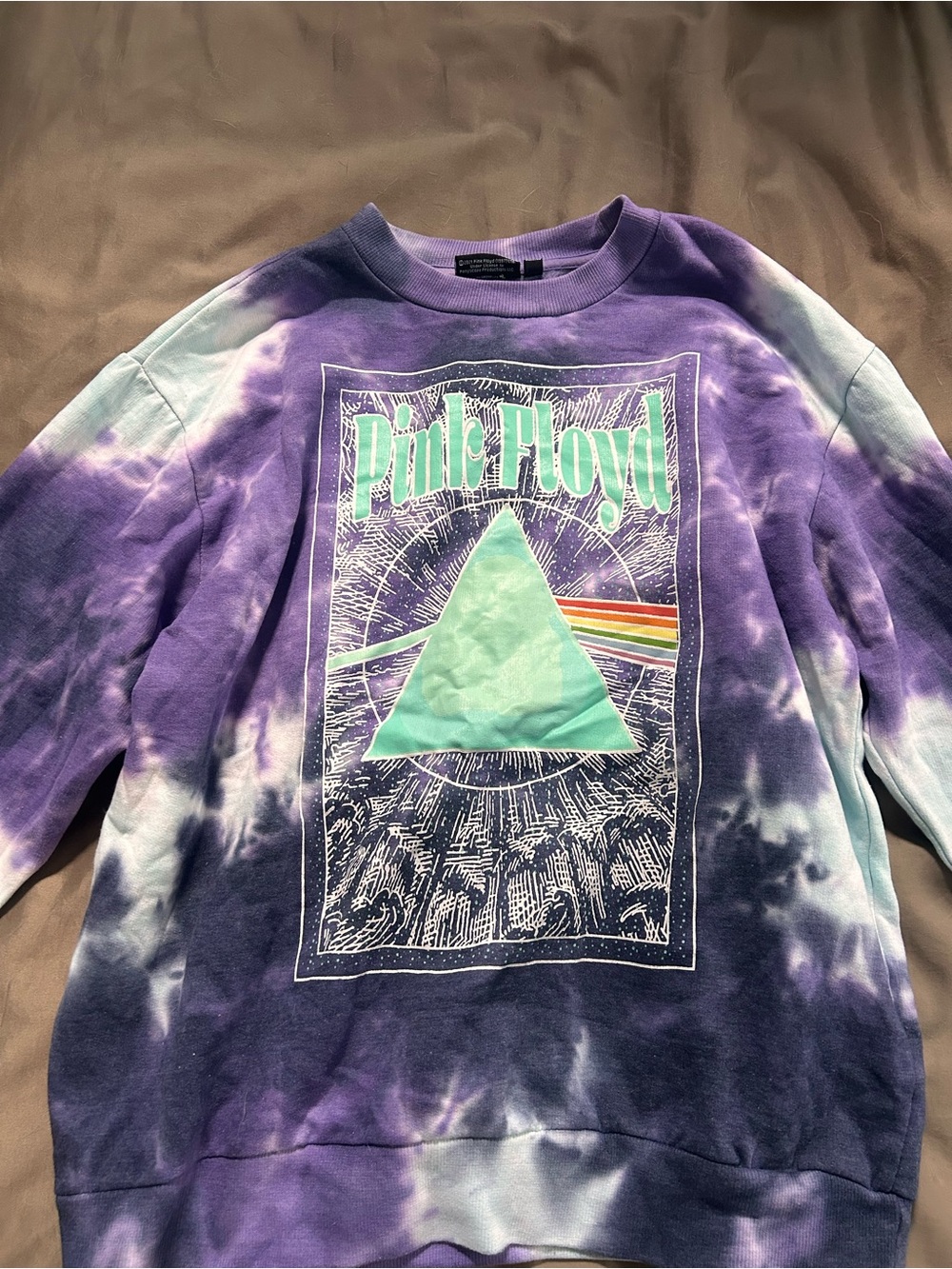 Pink Floyd Purple & Teal Tie-Dye Crewneck Sweatshirt